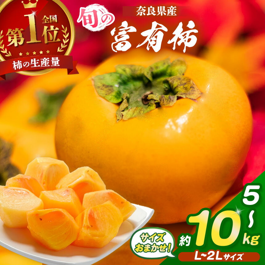 【ふるさと納税】旬の富有柿 サイズおまかせ L～2L 〈選べる内容量〉 約 5kg / 10kg | フルーツ くだもの 果物 柿 かき カキ 奈良県 五條市 厳選 産地直送 国産 人気 送料無料 グルメ お取り寄せ 大容量 ビタミン 食物繊維 豊富 秋 旬 奈良県 五條市