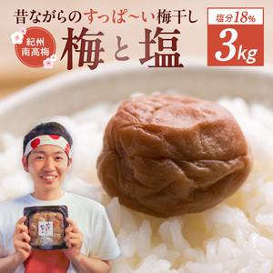 【常温保管可能】ミネラル豊かな天日塩だけで漬けた 無添加梅干し3kg 梅ボーイズ｜南高梅 C202_EP6023