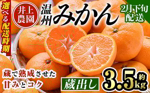 ＜2月下旬より順次発送予定＞大分県宇佐市産 蔵出し みかん(約3.5kg)ミカン 蜜柑 柑橘 フルーツ 果物 くだもの 果実 国産 熟成【103680500】【井上農園】