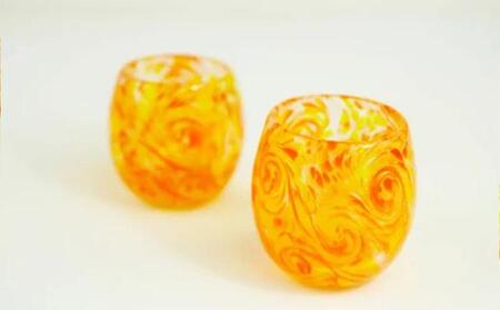 琉球ガラス【沖縄県工芸士・松田英吉作】食器 10点セット：うずマンゴー