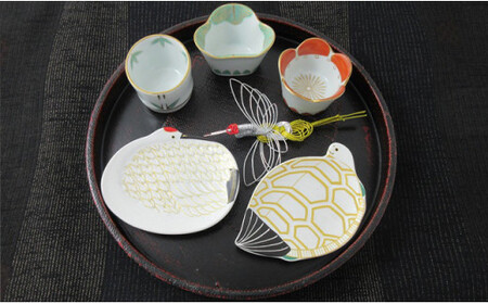 有田焼 鶴亀松竹梅 小皿小付セット 【ヤマト陶磁器】食器 器 うつわ 磁器 陶磁器 小皿 取皿 小付 ハレの日 縁起物 正月飾り 鶴亀 松竹梅 お正月の器 5枚 セット コーディネート 50000円 5万円 cn019