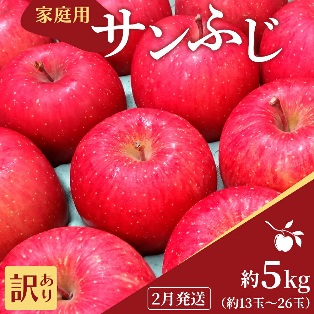 【ふるさと納税】2月発送 家庭用 サンふじ 約5kg【訳あり】【原正りんご 青森県産 津軽産 リンゴ 林檎】 果物類 希少 葉取らず 完熟 安心 丸かじり 甘い 高糖度 　お届け：2027年2月1日～2027年2月28日
