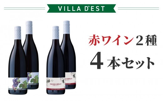 
                  赤ワイン 2種 4本セット（ピノ・ノワール & 八重原 メルロー）｜【ヴィラデスト ワイナリー】GI長野 長野ワイン 日本ワイン ワイン ミディアムボディ フルボディ
                
