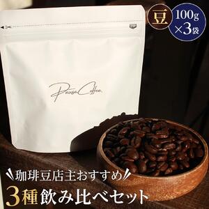 珈琲豆店主おすすめ３種飲み比べセット【豆】100ｇ×3（コーヒーマメテンシュオススメ３シュノミクラベセットマメ）/ 自家焙煎 ホットコーヒー アイスコーヒー コーヒータイム こだわりコーヒー 簡単 便利 お手軽 アウトドア キャンプ 