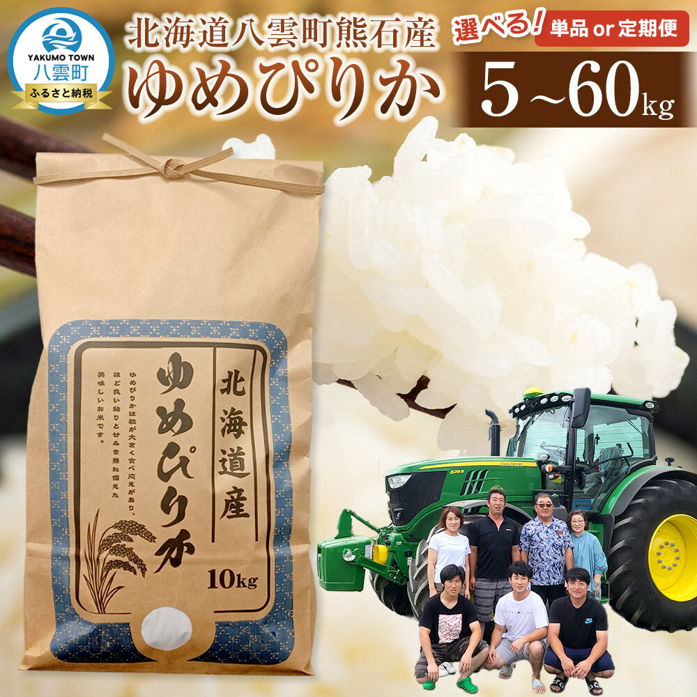 【ふるさと納税】農家直送！【選べる容量・回数】令和7年度産ゆめぴりか(精白米)5kg～10kg・定期便(5～10kgを2～6回)2025年10月上旬～発送開始　北海道八雲町熊石産 ゆめぴりか 10kg 精白米 米 お米 おこめ コメ こめ おうちごはん 家庭用 八雲町 北海道