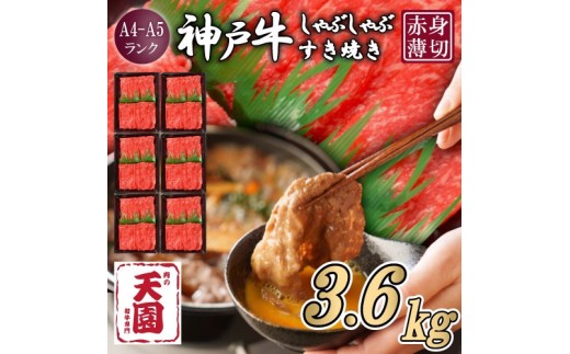 【ふるさと納税 定期便（頒布会）】神戸牛 赤身 モモ しゃぶしゃぶすき焼き　600g×6ヶ月