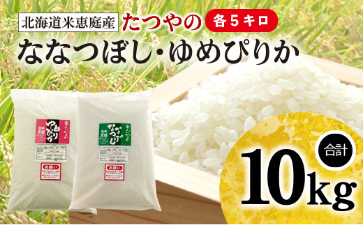 【定期便：全3回】北海道米「恵庭産たつやのななつぼし・ゆめぴりか」各5kgセット