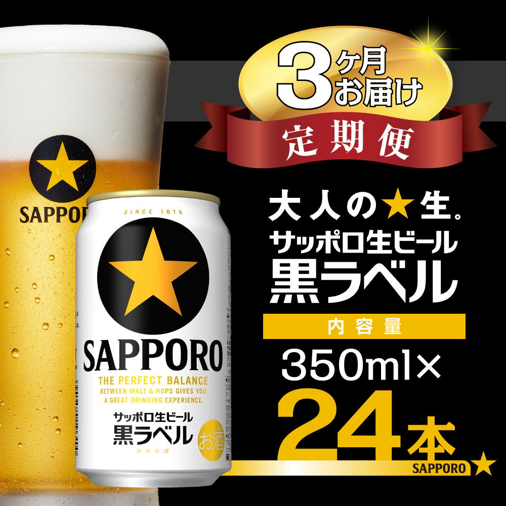 【3回定期便】サッポロ 生ビール 黒ラベル 350ml 24本