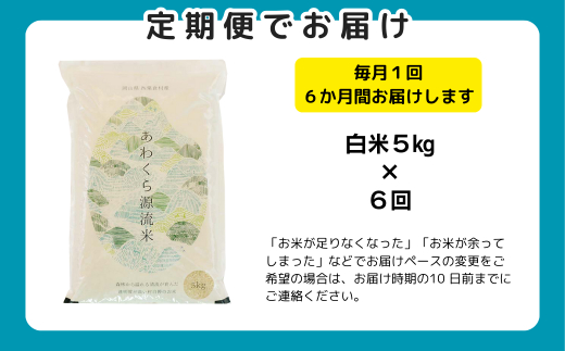 《令和7年産新米受付開始》【6回定期便】白米 5kg 令和7年産 あきたこまち 岡山 あわくら源流米 K-bf-CEFA