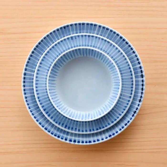 【波佐見焼】十草 プレート （19cm・24cm）・ボウル 小 3点セット（青色） 食器 皿 【大新窯】 [DC97]  波佐見焼