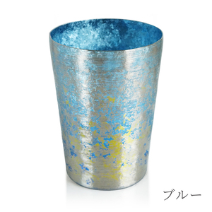 チタン二重タンブラー 鈦虹 ビアロック (ブルー) 400ml