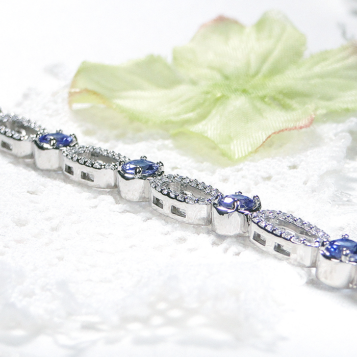 ブレスレット プラチナ PT900 ダイヤモンド 1.2ct タンザナイト ラウンド エリプス ダイヤブレスレット ゴージャス 丸 楕円 12月 誕生石 豪華 レディース ジュエリー【f293-ta-