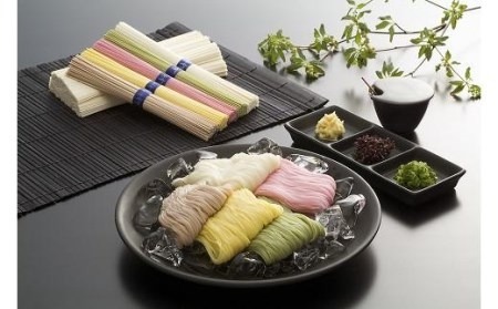 手延べ そうめん 素麺 800g ( 50g×16束 )  五色そうめん 小分け カラフル 色付き 味付き 手延そうめん ソーメン 白そうめん 抹茶 みかん 梅 もち麦 常温 長期保存可 愛媛県 松山
