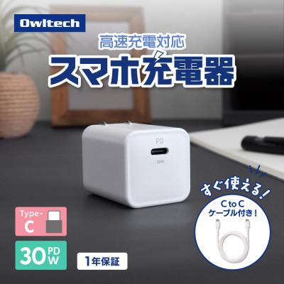 ふるさと納税 海老名市 USB Type-Cケーブル付属 最大PD30W USB Type-C×1 AC充電器 ホワイト