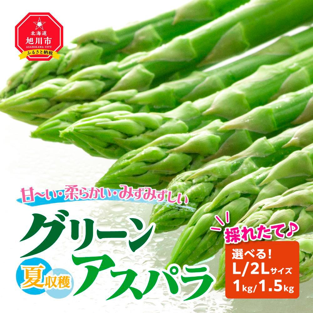 【ふるさと納税】【先行予約】夏収穫グリーンアスパラ Lサイズ 1kg ・2Lサイズ1.5kgから選択可(2025年7月～発送開始予定) | 野菜 アスパラ グリーンアスパラ アスパラガス 旭川市ふるさと納税 北海道ふるさと納税