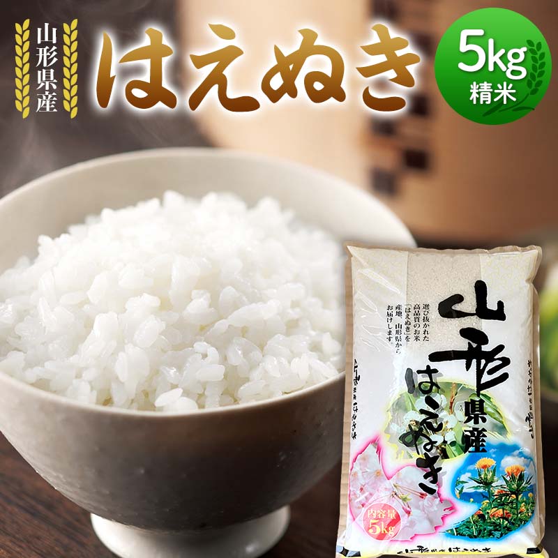 【ふるさと納税】 令和6年度 山形県産 はえぬき 5kg 精米 白米 お米 米 ご飯 ごはん ブランド米 2024年産 家庭用 自宅用 贈答用 お取り寄せ 食品 山形県 戸沢村 F7W-0090