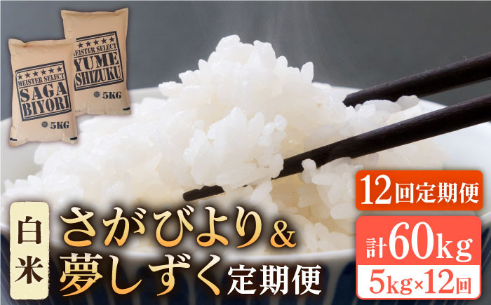 
            【全12回定期便】さがびより・夢しずく 白米 5kg【五つ星お米マイスター厳選】 [HBL032]特A評価 特A 佐賀 ブランド米 ご飯 米 お米
          