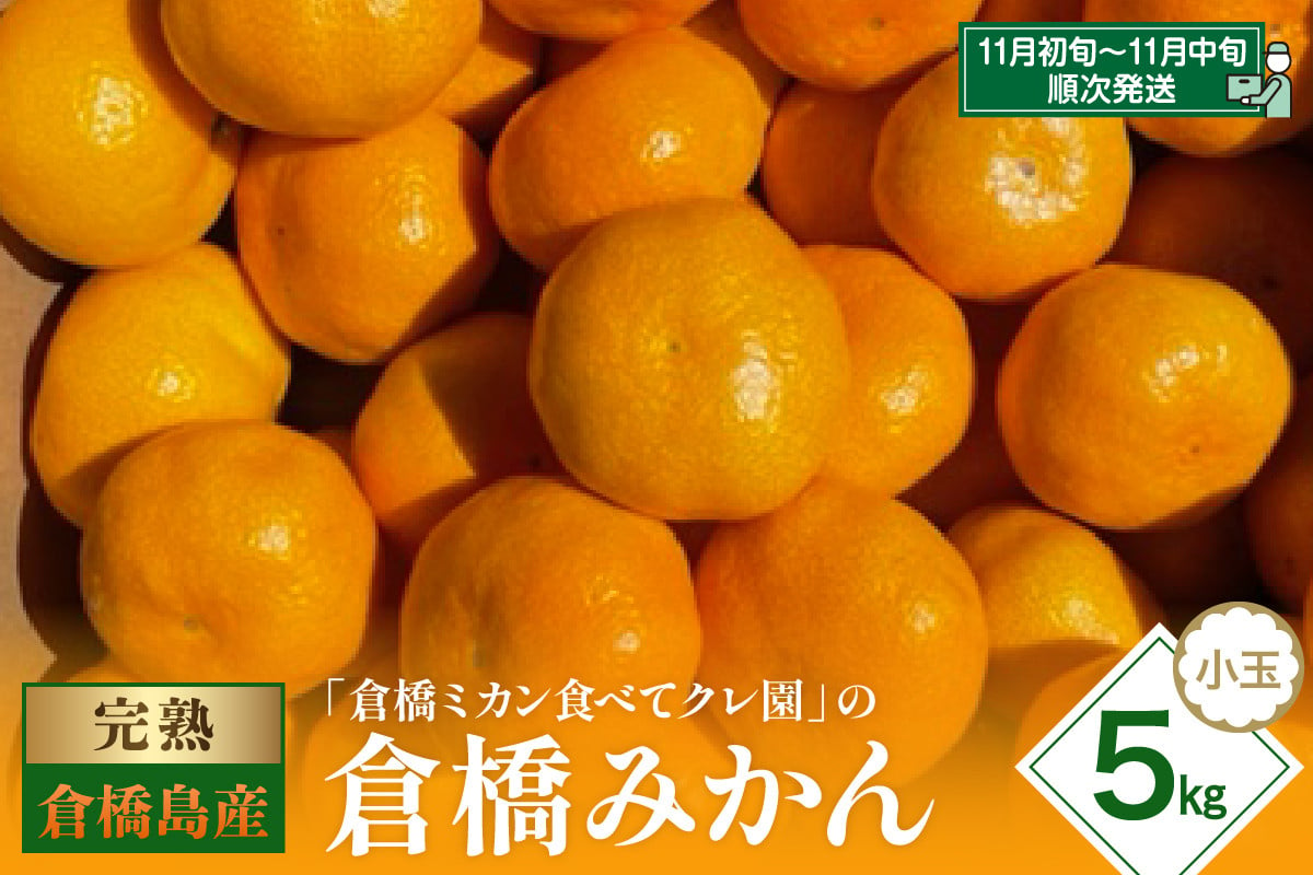 
            倉橋ミカン食べてクレ園 早生みかん 小玉 約5kg　柑橘 蜜柑ミカン 栽培期間中 除草剤 防腐剤 ワックス不使用 広島県 呉市 倉橋島
          