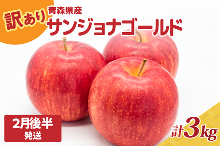 【2026年2月後半発送】訳あり サンジョナゴールド約3kg 不揃い 青森リンゴ