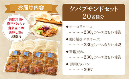 ケバブサンド セット 約20名分 （ケバブチキンステーキ 230g×12食 ピタパン×20枚） 肉料理 鶏肉 温めるだけ 惣菜 お手軽 簡単 ギフト 贈り物 ホームパーティー