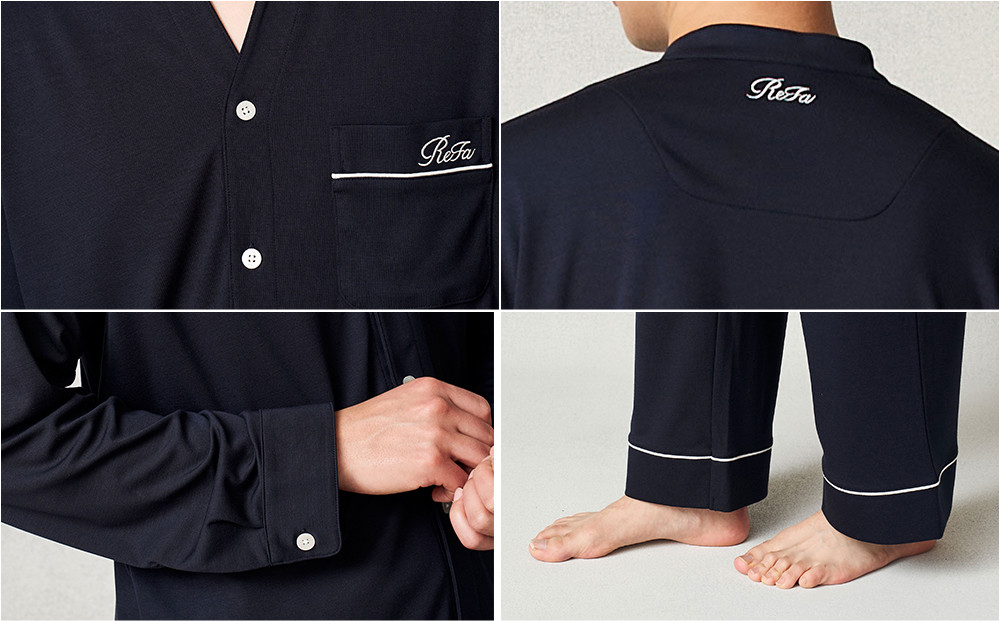 【ターコイズ S】ReFa バイタルテック モイストスムース スタンドカラースリープウェア/MEN