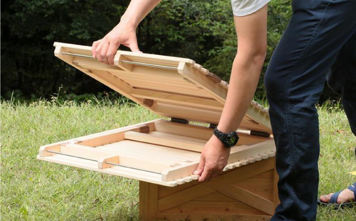 2つ折りフラットバーナーキャンプテーブル KUROSON400FB / アウトドア アウトドアグッズ キャンプ テーブル ひのき ウォールナット 人気 おすすめ 【196｜ひのきのキャンプ用品】 [A