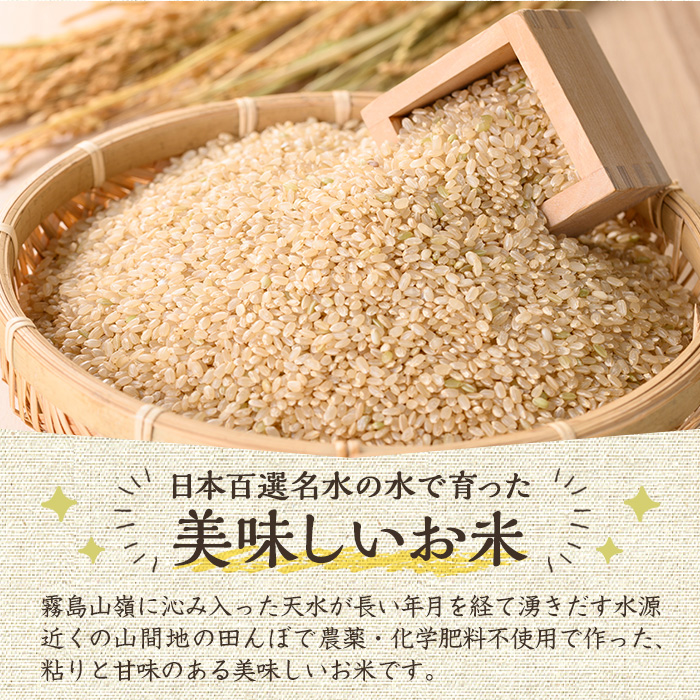 y174 《栽培期間中農薬化学肥料不使用》 鹿児島県産 ヒノヒカリ 玄米(3kg) 国産 九州産 鹿児島県産 湧水町産 ひのひかり お米 おこめ オコメ 米 こめ コメ 玄米 ご飯 ごはん 3kg 化