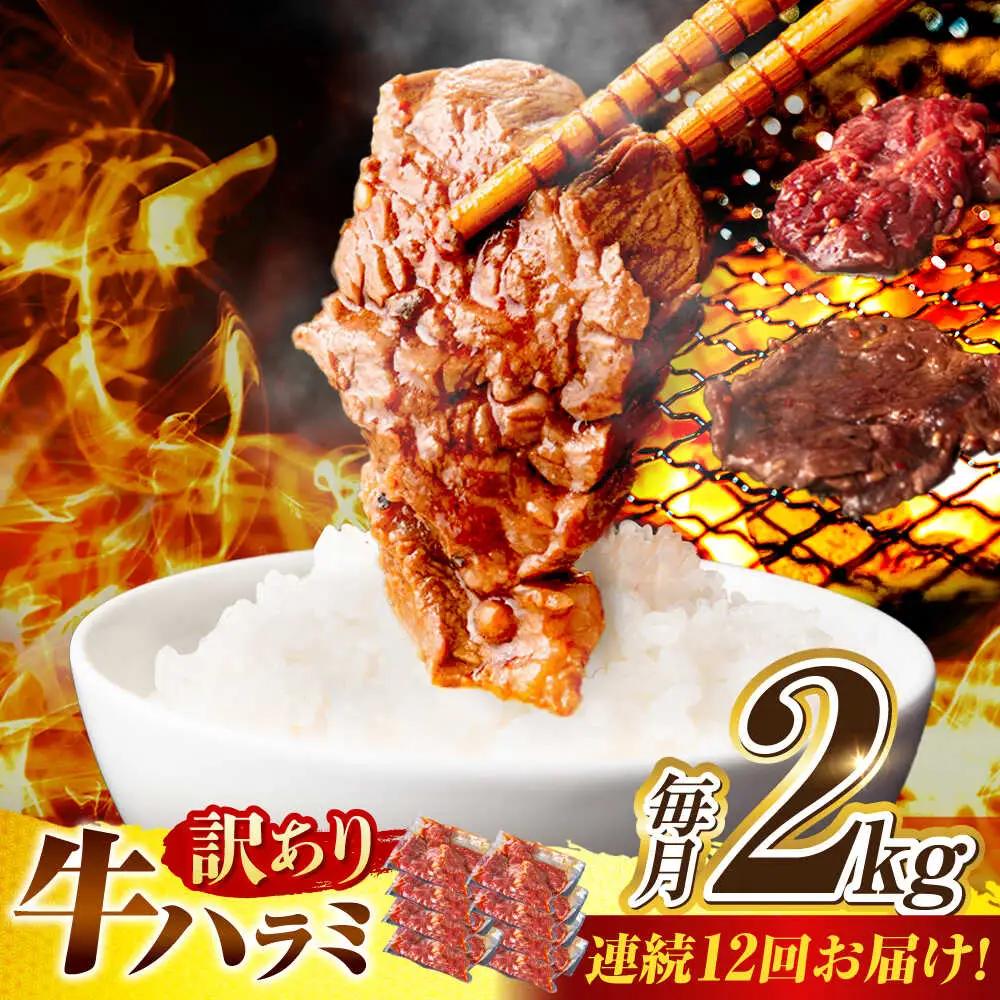 【12回定期便】【訳あり】味付けハラミ 2kg(250ｇ×8パック) [AVBO050]