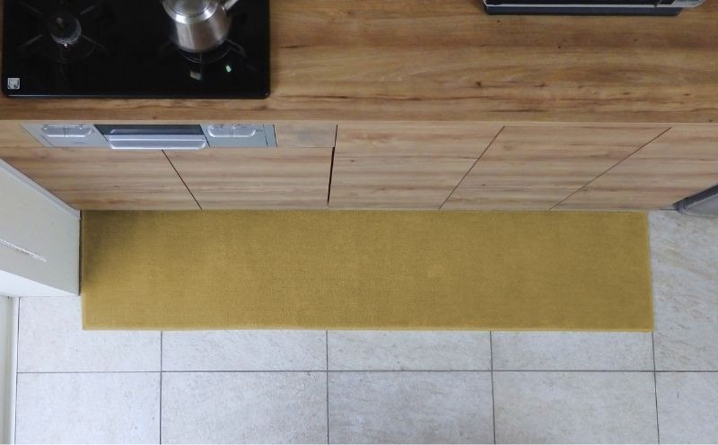 diw0121 北欧風キッチンマット ラグマットタイプ 45×240cm ノーマル型 ゴールド 抗菌防臭 SEK 織人しきもの屋工房