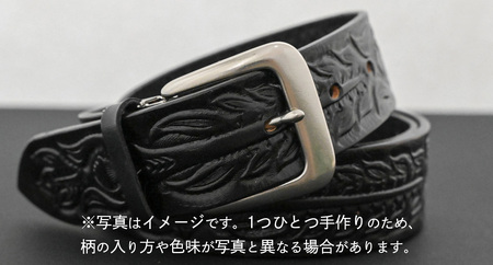 牛革ベルト アンティーク黒染め+黒【太さ40mm / 厚さ3.7mm / L(130cm)】 [BE048ya-L]