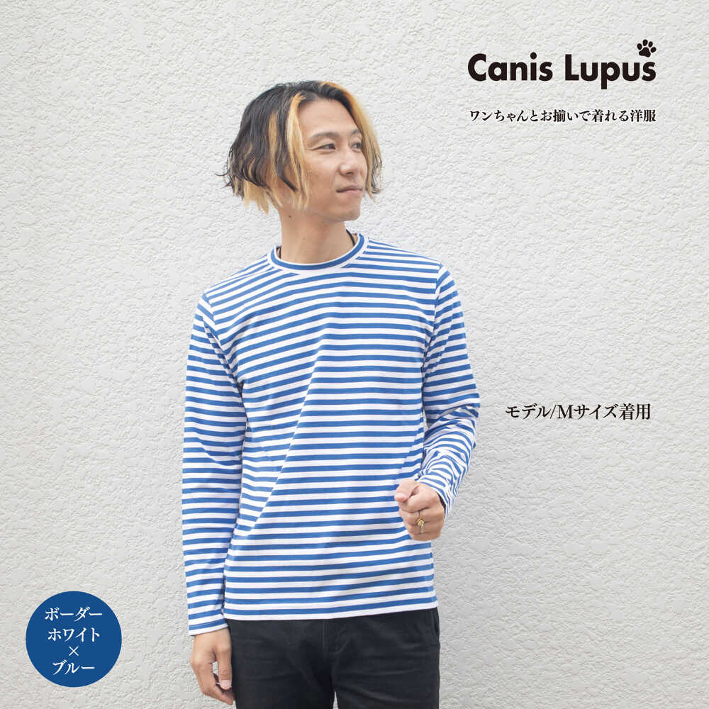 【ふるさと納税】ボーダーロングTシャツ ホワイト×ブルー （S-XL）/ ロンT 長袖 ユニセックス ボーダー シンプル / 佐賀県 / Canis Lupus[41AAAN012]