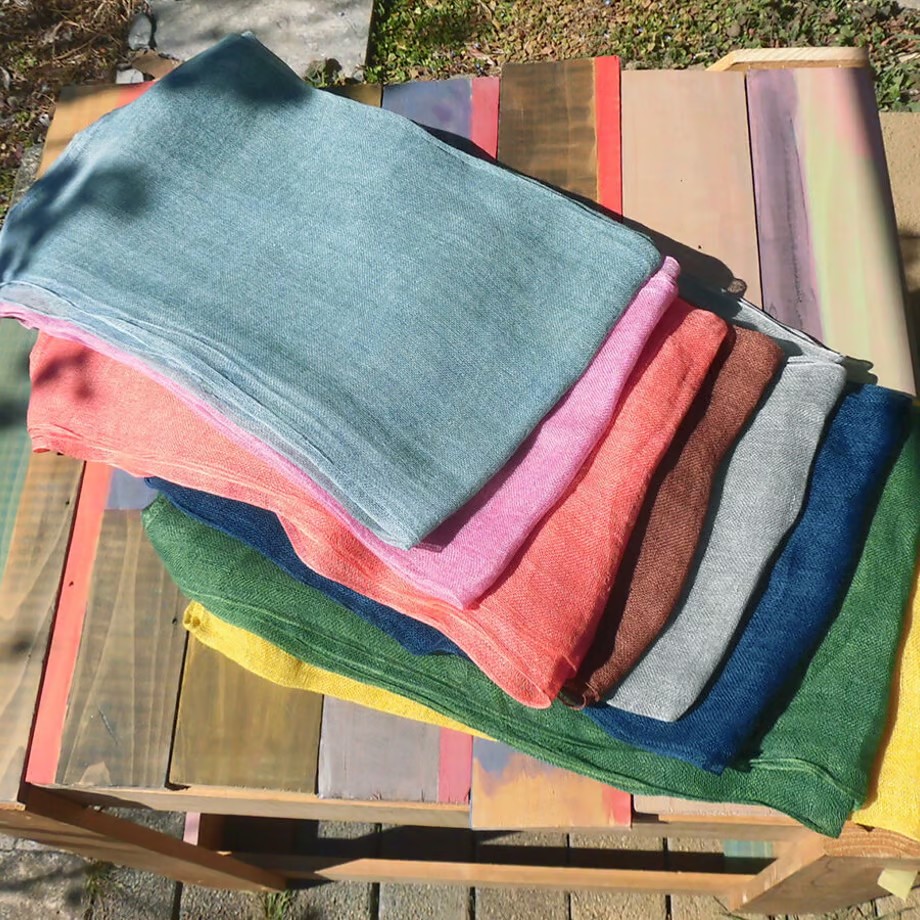 草木染リネンストール　茜