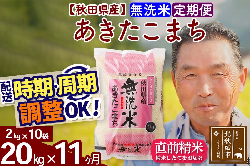 
                  令和7年産《定期便11ヶ月》秋田県産 あきたこまち 20kg【無洗米】(2kg小分け袋) 2025年産 お届け時期選べる お届け周期調整可能 隔月に調整OK お米 おおもり [おおもり 秋田 お米 あきたこまち 米どころ 東北 北秋田市 定期便 毎月お届け]
                