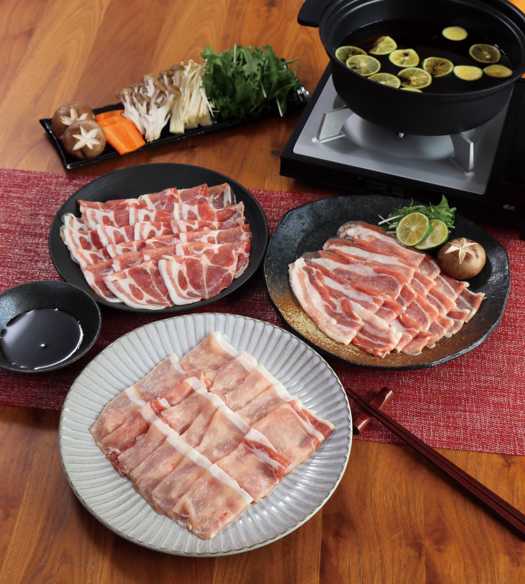 元気豚　しゃぶしゃぶ肉3種セット(1.8kg)【配送不可地域：離島・沖縄県】 TAKB043