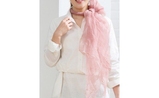 TOMIOKA SILK オーガンジーストール 草木染 ＜桜色＞ 富岡シルク ストール 贈り物 ギフト F21E-374
