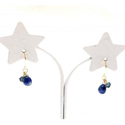 ふるさと納税 小山市 天然石サファイアとスワロフスキーのピアス |  | 02