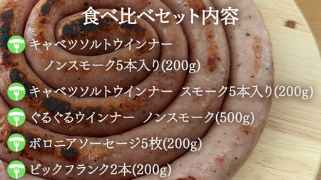 ウインナー 5種 食べ比べ セット つまごいキャベツ入り ソーセージ 豚肉 スモーク キャベツ 冷凍 お弁当 弁当 おかず おつまみ BBQ バーベキュー パーティー [AH045tu]