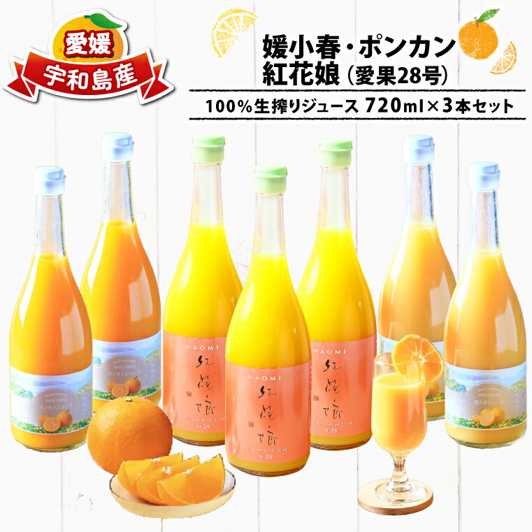 【ふるさと納税】 みかんジュース 720ml ×3本 媛小春 ポンカン 紅花娘 愛果28号 フレッシュつちやま 先行予約 果物 くだもの フルーツ 果汁 蜜柑 愛媛みかん みかん ミカン mikan 飲料 柑橘 ジュース ストレートジュース 産地直送 数量限定 国産 愛媛 宇和島 H015-096009