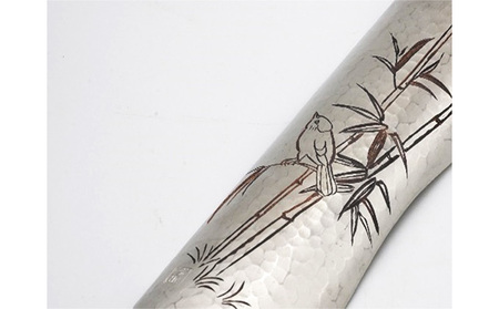 【高岡銅器】銅茶則　竹彫金