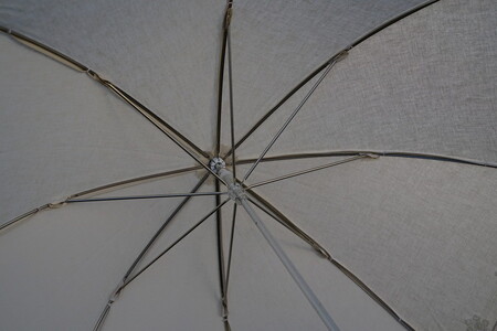 雪華模様の刺繍入り日傘（晴雨兼用・サイズ50ｃｍ・UV加工・麻50％綿50％）カラー：ベージュ_BL20◇