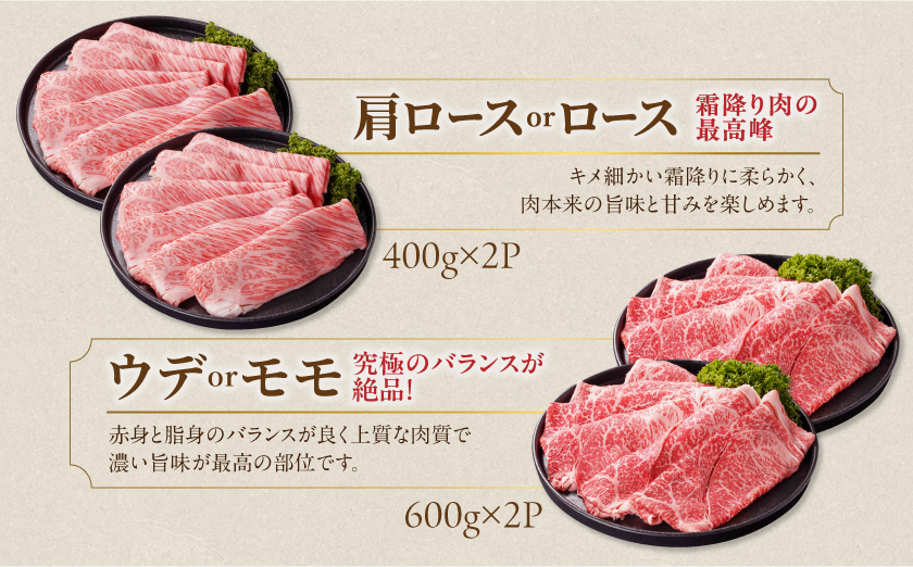 畜産農家応援! 宮崎牛しゃぶしゃぶ2種2kgセット(霜降り800g 赤身1200g)_AF-N2-003-2kg-S8A12