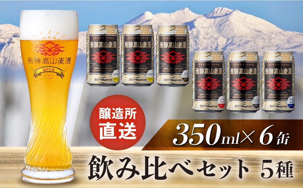 
                  飛騨高山麦酒 飲み比べ6缶セット クラフトビール 地ビール プレミアム 家飲み おうち時間 ピルスナー ピルセナー ペールエール ヴァイツェン ダークエール スタウト  セット 贈答用 詰め合わせ FS023
                