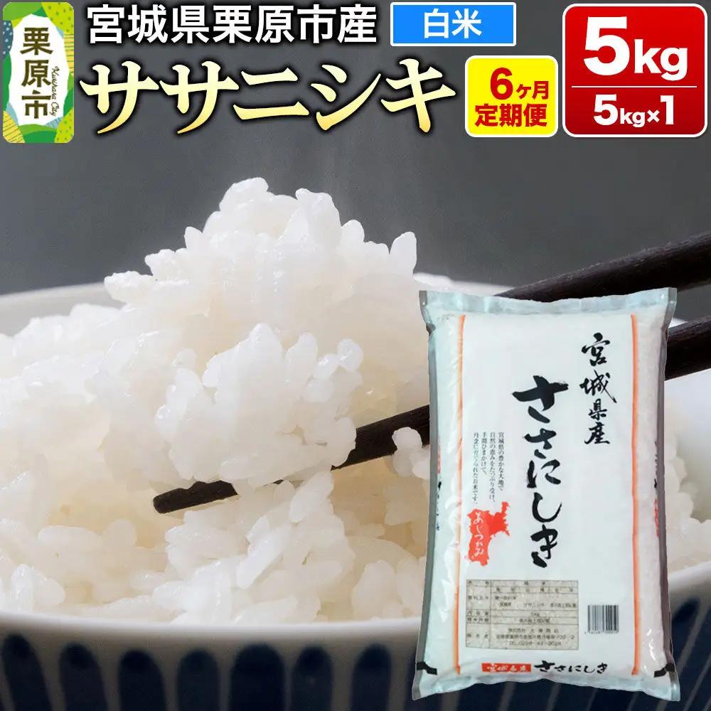 《定期便6ヶ月》【令和7年産・白米】宮城県産 ササニシキ 毎月5kg (5kg×1袋)×6ヶ月