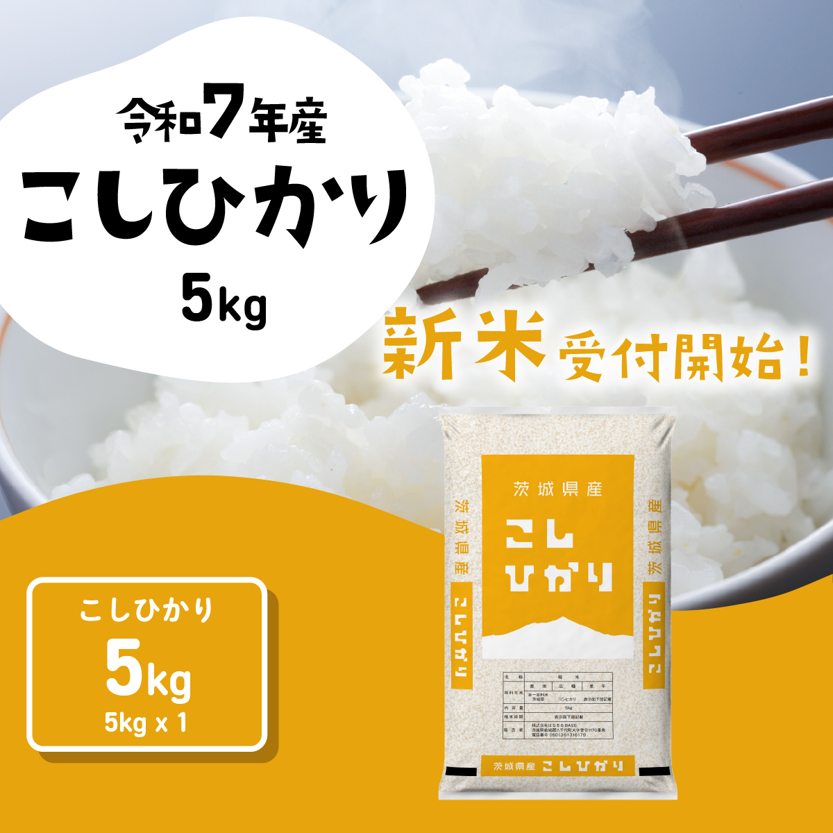 【12月発送】コシヒカリ 5kg (5kgx1袋) 令和7年産 茨城県産 こしひかり 白米 精米 茨城県 八千代町 お米 米 [SF294yai]