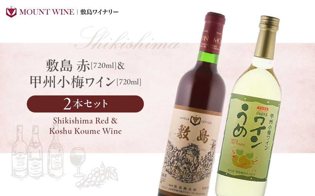 【敷島 赤 & 甲州小梅ワイン】2本セット 　F-2