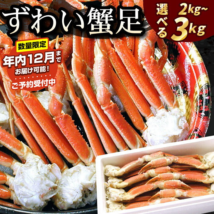 【ふるさと納税】★年内12月までお届け可能、数量限定でご予約受付中★ ボイルずわいがに足 選べる 2kg 〜 3kg ズワイガニ ずわいがに ズワイ蟹 ずわい蟹 かに カニ 蟹 北海道 根室市 海鮮