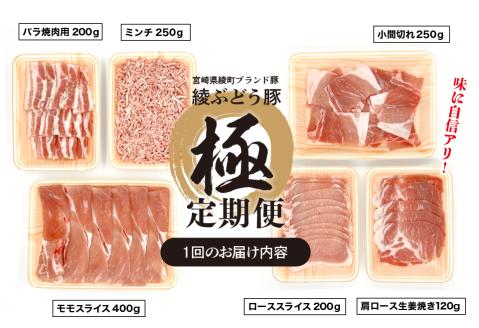 国産 豚肉 ブランド 豚 綾ぶどう豚 よりどり 詰め合わせ 3か月 定期便 セット ロース スライス 生姜焼き バラ 焼肉 小間切れ モモ スライス ミンチ しゃぶしゃぶ（22-36）