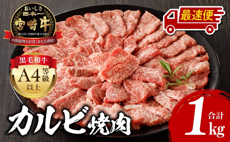 
            【発送期日が選べる！】宮崎牛 カルビ焼肉用 (500g×2) 合計1kg_M243-010-SKU
          