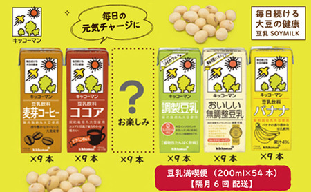 キッコーマン お楽しみ付き 豆乳満喫便 200ml 54本 セット 【隔月6回】 加工食品 乳飲料 ドリンク 美容  豆乳 豆乳 豆乳 豆乳 豆乳