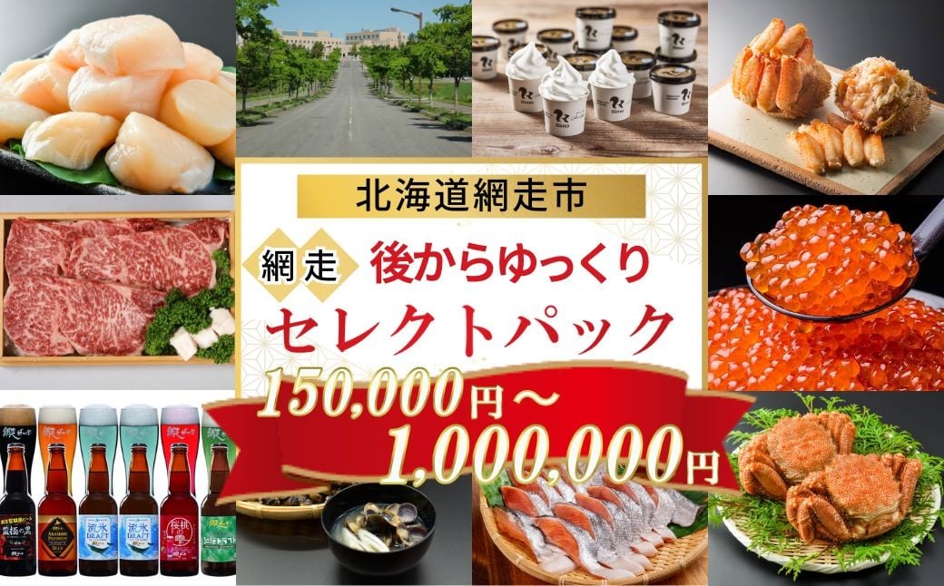 
            あとからゆっくり、網走セレクトパック 選べる 150,000円 ～ 1,000,000円 【 ふるさと納税 人気 おすすめ ランキング あとから チョイス 選べる ゆっくり かに ほたて いくら しじみ ビール ズワイガニ タラバガニ オホーツク ギフト 贈り物 贈答 北海道 網走市 送料無料 】 ABBG
          